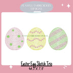 Easter Egg Trio Machine Embroidery Design, Easter Sketch Design, Sketch Easter Egg Trio Embroidery Design, Digital Download