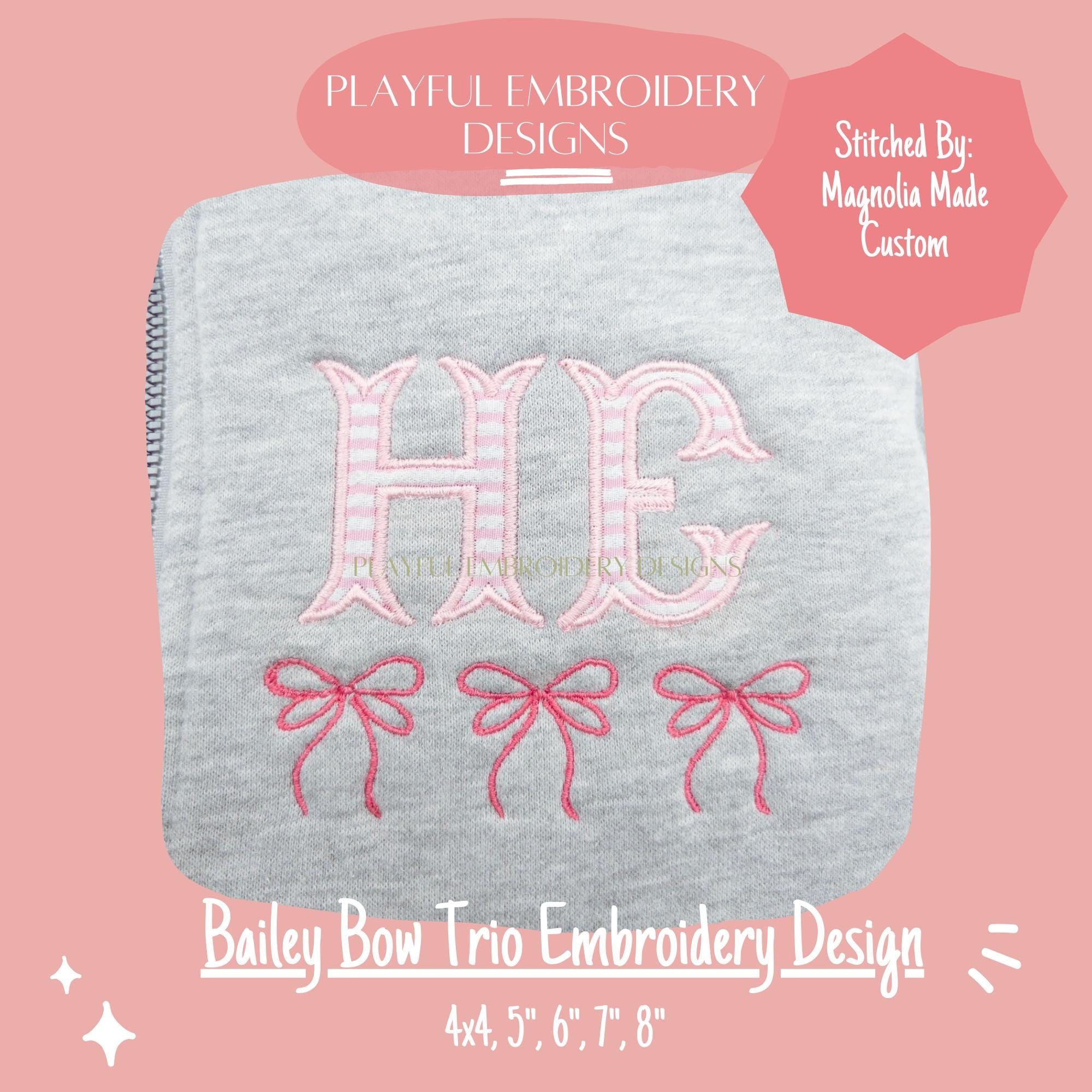Bow Trio Machine Embroidery Design, Bow Embroidery Design, Bow Trio Embroidery Design, Add on Bow Design, Digital Download