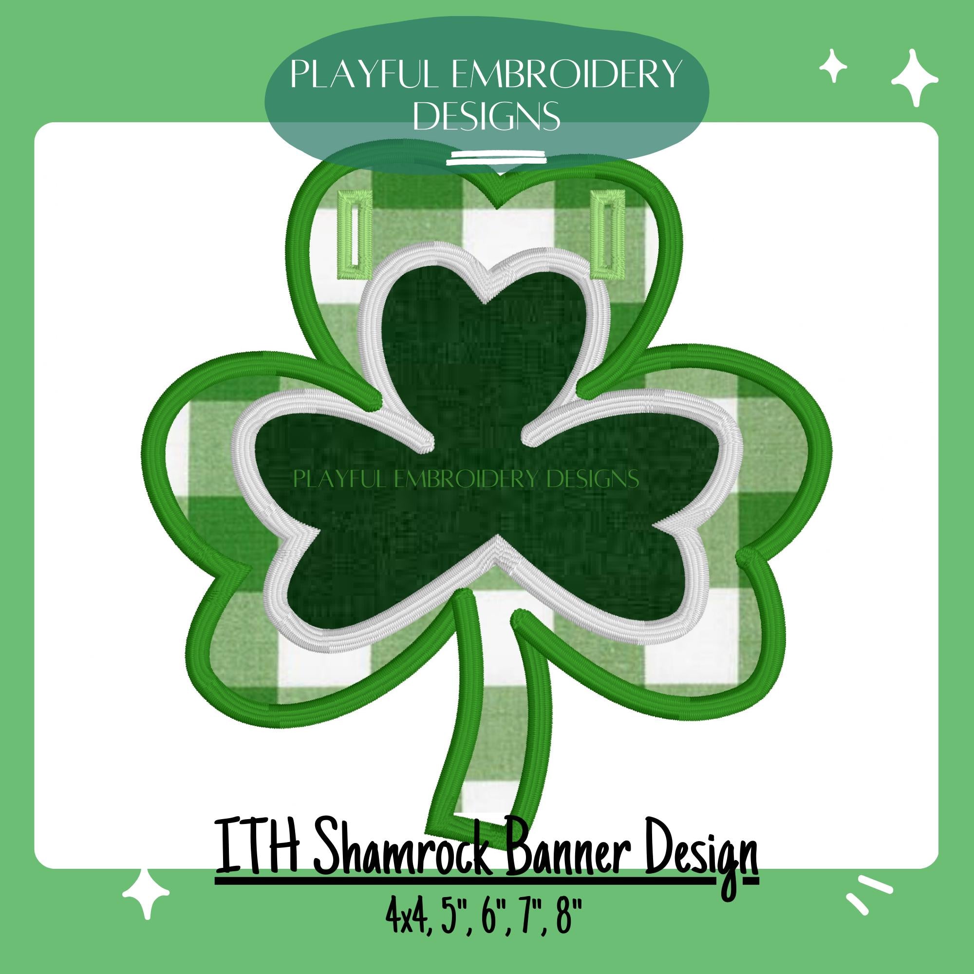 In The Hoop Shamrock Banner Machine Embroidery Design, ITH St. Patrick's Day Banner, ITH Double Shamrock Banner Design, Digital Download