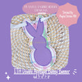 In The Hoop Bunny Banner Machine Embroidery Design, ITH Easter Banner Design, Double Applique Bean Stitch Bunny Banner