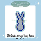 In The Hoop Bunny Banner Machine Embroidery Design, ITH Easter Banner Design, Double Applique Satin Stitch Bunny Banner