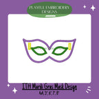 In The Hoop Mardi Gras Mask Banner Machine Embroidery Design, ITH Mask Banner Design, ITH Double Applique Mardi Gras Mask Design