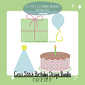 Birthday machine embroidery design, Birthday Balloon Embroidery Design, Celebration Embroidery Design, Cross Stitch Filled Embroidery Design