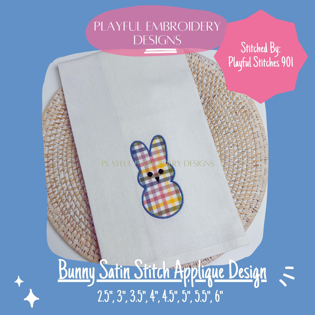 Satin Stitch Applique Easter Bunny Machine Embroidery Design, Peep Applique Design, Single Bunny Applique Design, Easter Applique