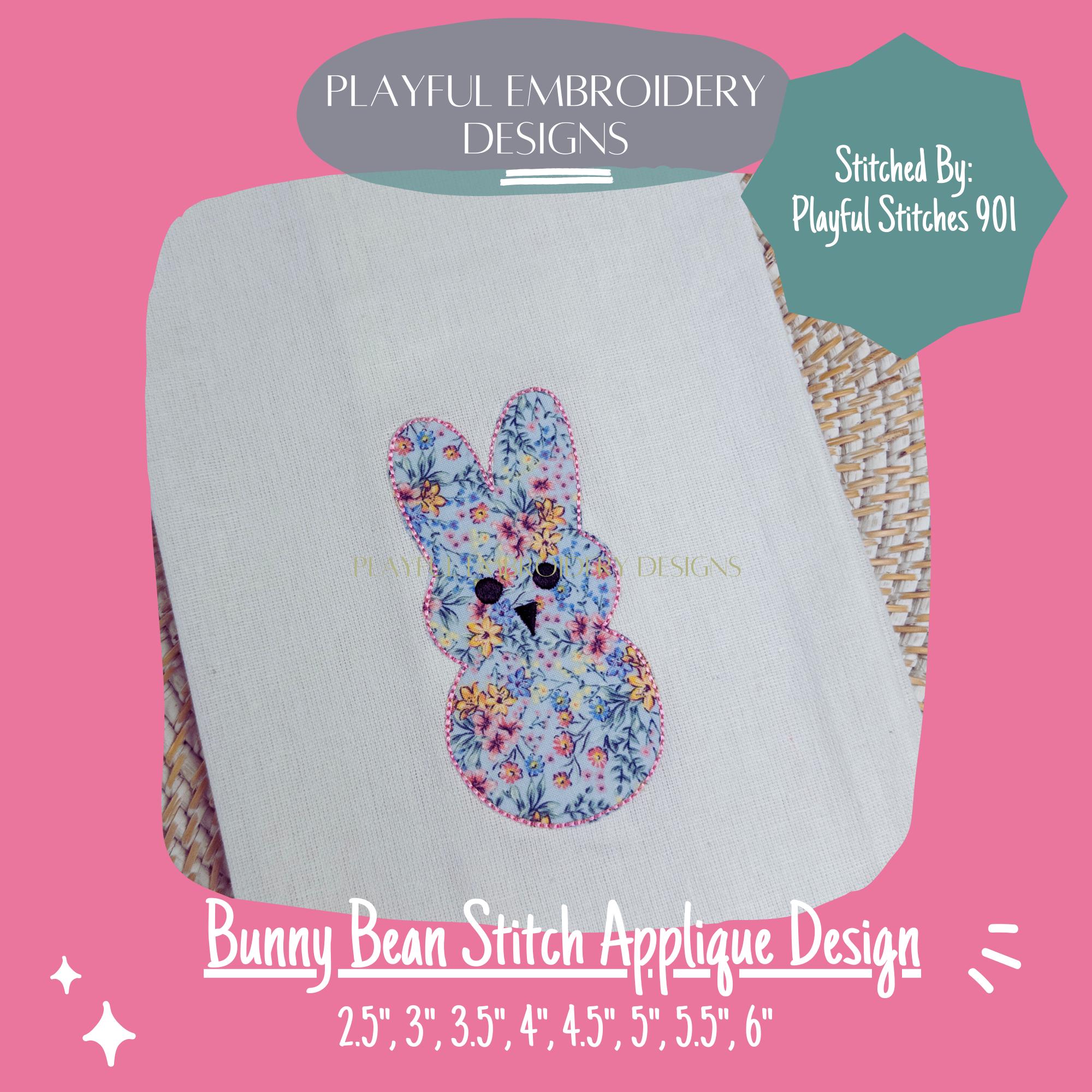 Bean Stitch Applique Easter Bunny Machine Embroidery Design, Peep Applique Design, Single Bunny Applique Design, Easter Applique