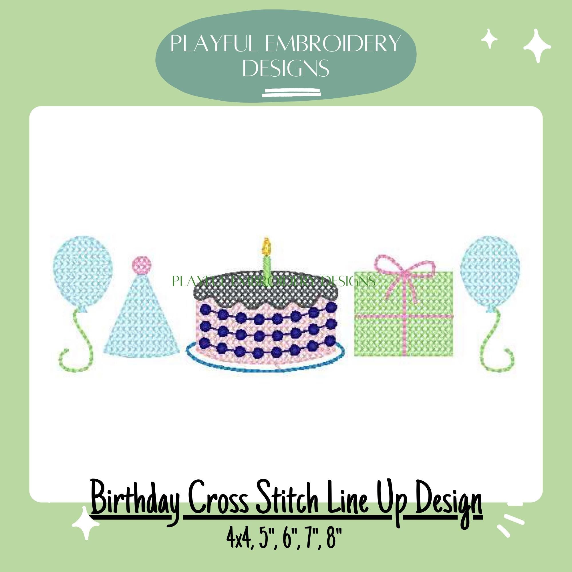 Birthday Cross Stitch Machine Embroidery Design, Birthday Shirt Design, Celebration Embroidery Design, Cross Stitch Filled Embroidery Design