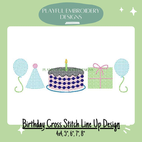 Birthday Cross Stitch Machine Embroidery Design, Birthday Shirt Design, Celebration Embroidery Design, Cross Stitch Filled Embroidery Design