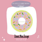 Whimsical Sprinkle Donut Mini Embroidery Design, 2 inch Donut Design, Donut Embroidery Design, Donut Mini Machine Embroidery Design