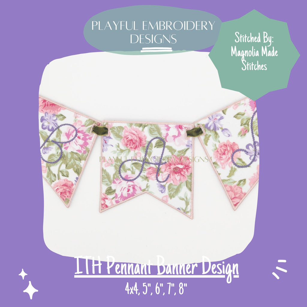 In the Hoop Banner Design, Machine Embroidery Birthday Banner Design, ITH Banner Design, Birthday Banner, Digital Download