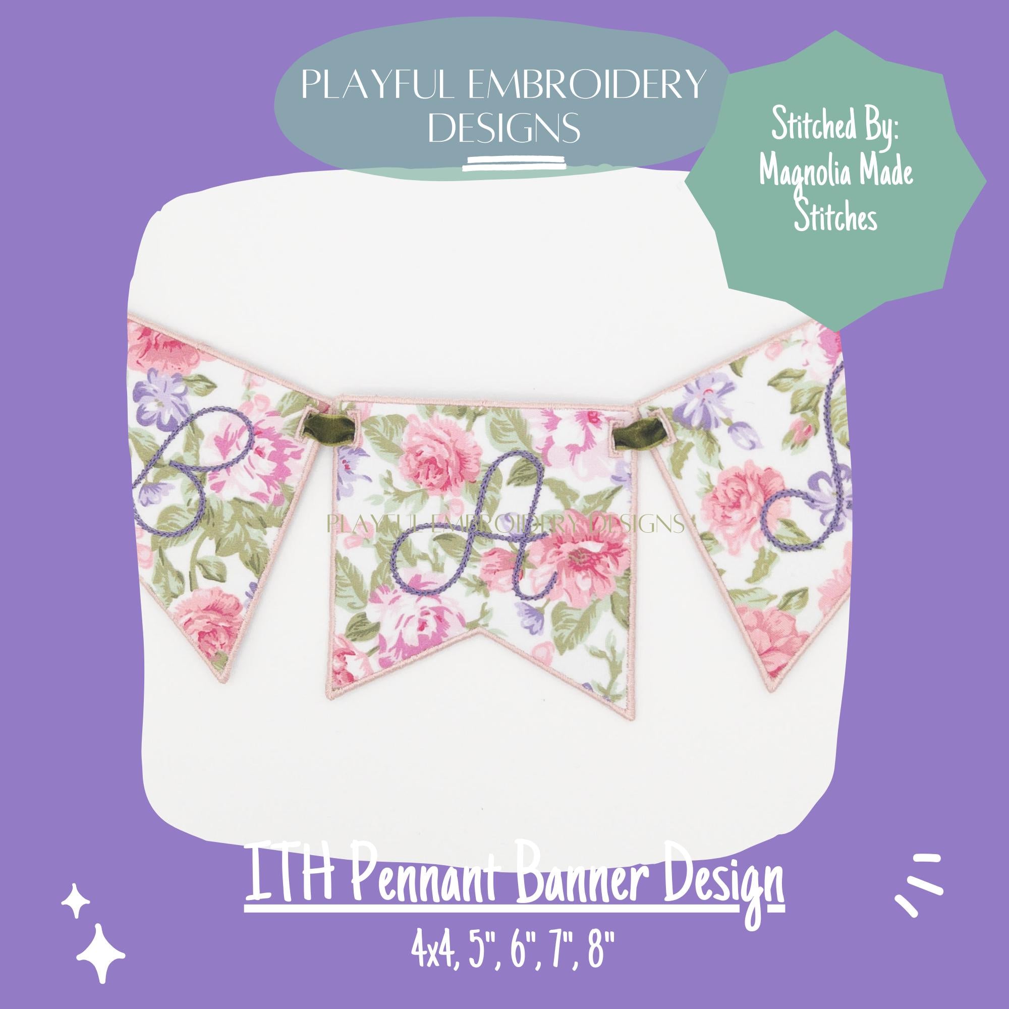 In the Hoop Banner Design, Machine Embroidery Birthday Banner Design, ITH Banner Design, Birthday Banner, Digital Download