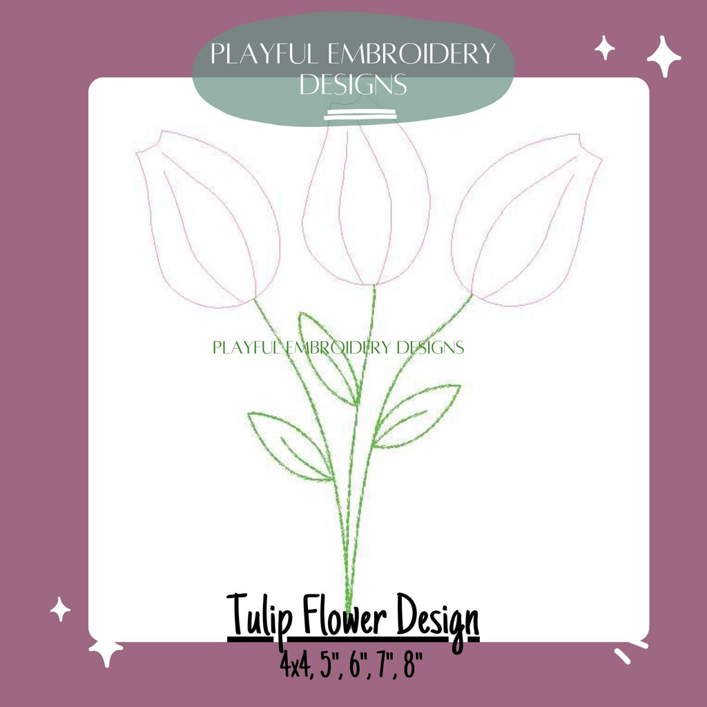 Tulip Bouquet Embroidery Design, Flower Machine Embroidery Design, Spring Flowers Embroidery Design, Digital Download