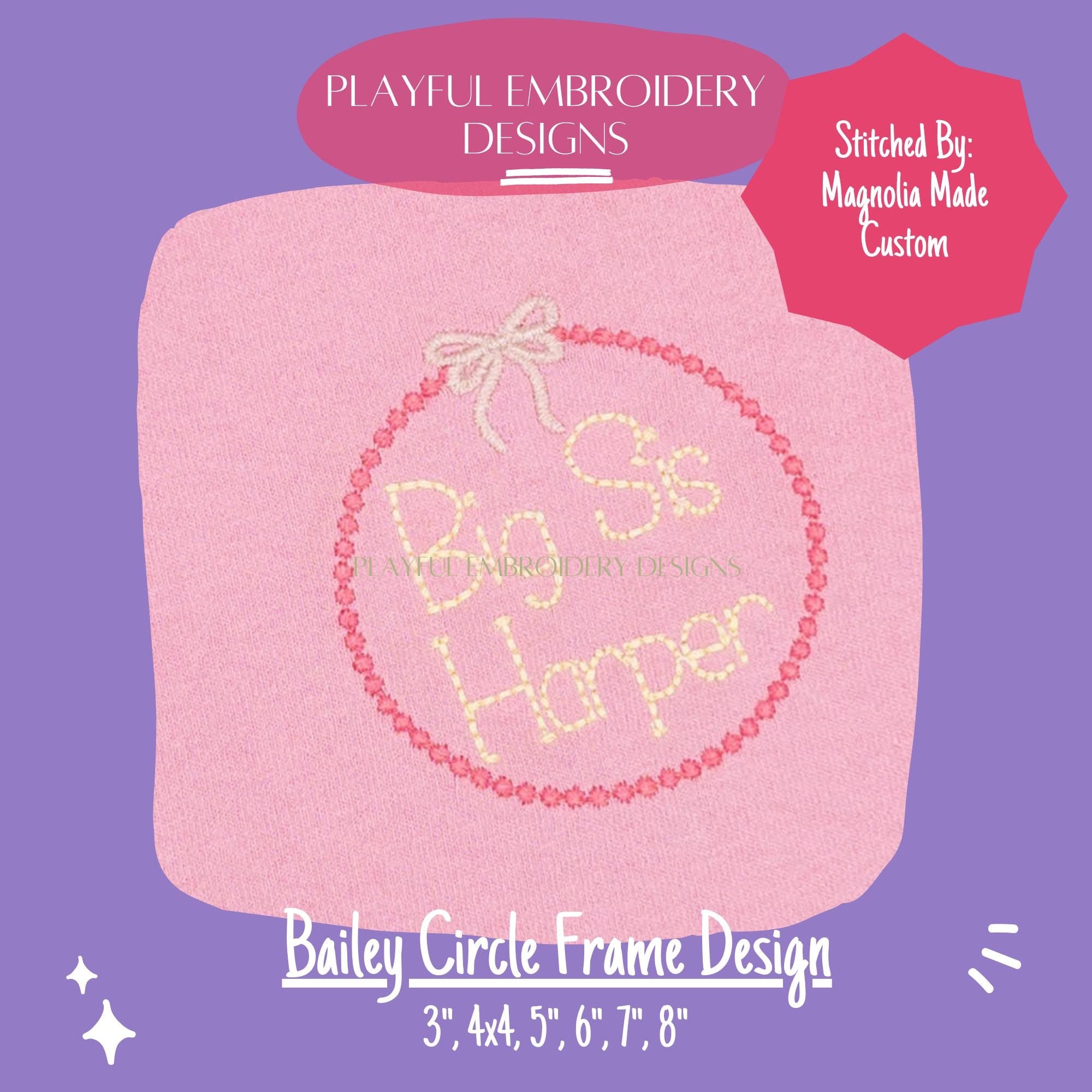 Girly Monogram Frame Machine Embroidery Design, Feminine Monogram Frame Design, Circle Frame with Bow Design, Satin Stitch Monogram Frame