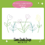 Flower Machine Embroidery Design, Flower Doodle Embroidery Design, Spring Embroidery Design, Digital Download