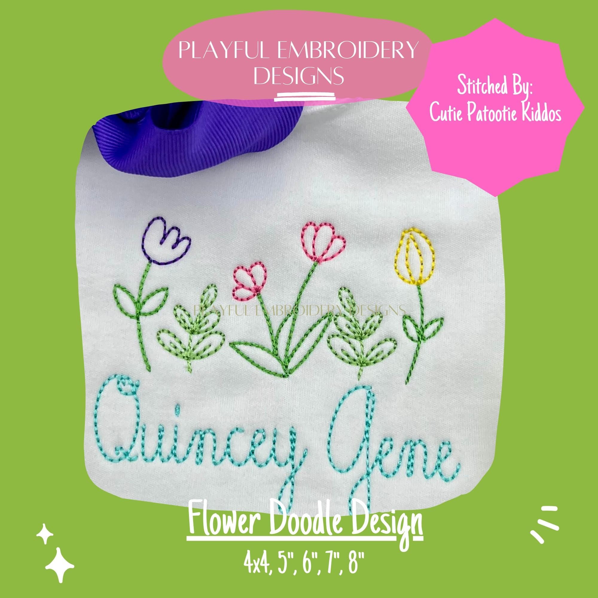 Flower Machine Embroidery Design, Flower Doodle Embroidery Design, Spring Embroidery Design, Digital Download