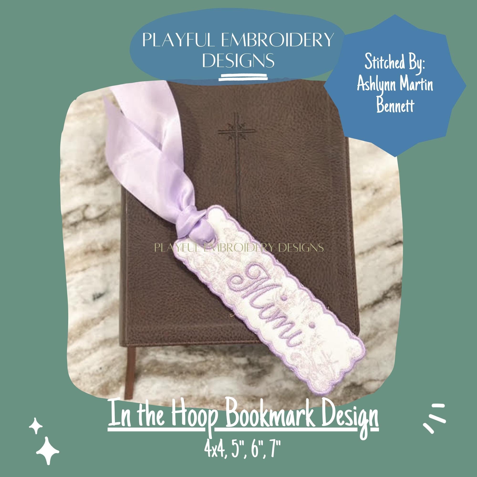 In The Hoop Scalloped Bookmark Machine Embroidery Design, Simple Scallop ITH Bookmark, Scallop Bookmark, 4x4, 5x7 hoop