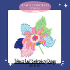 Tobacco Leaf Filled Machine Embroidery Design, Tobacco Leaf China Inspired Embroidery Design, Playful Embroidery Designs, Digital Download