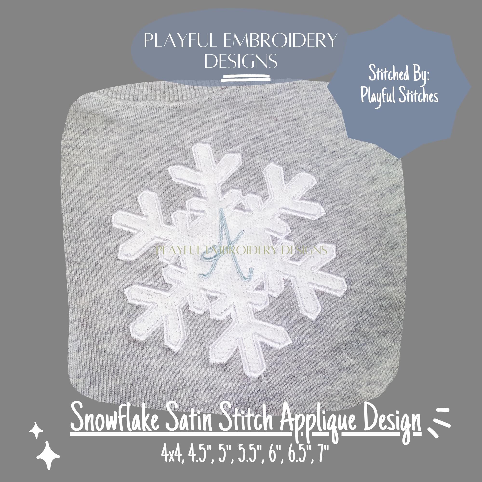 Snowflake Applique Machine Embroidery Design, Satin Stitch Snowflake Applique Machine Embroidery Design, Winter Embroidery, Digital Download