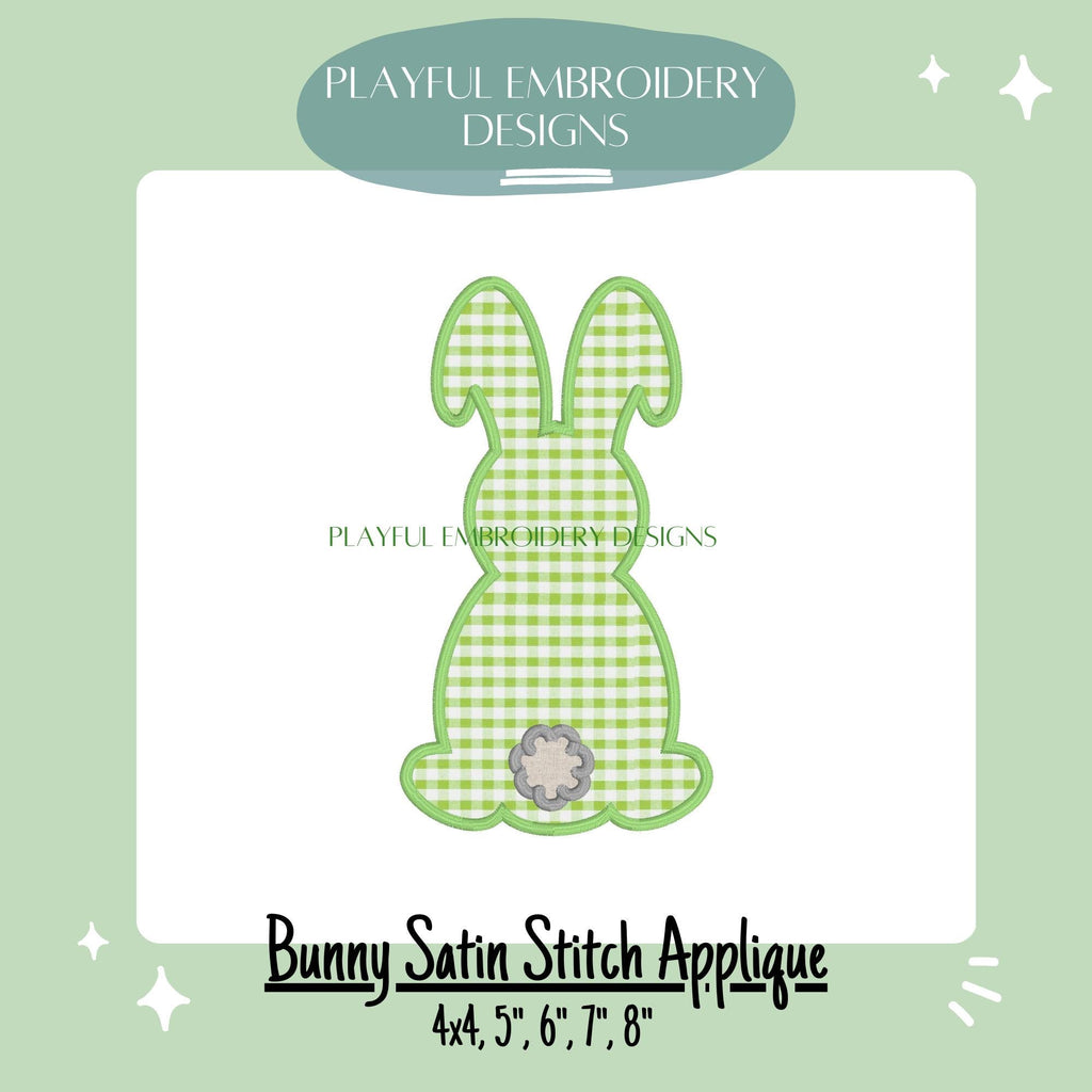Easter Bunny Applique Design, Easter Machine Embroidery Applique Design, Satin Stitch Bunny Applique Design, Digital Download
