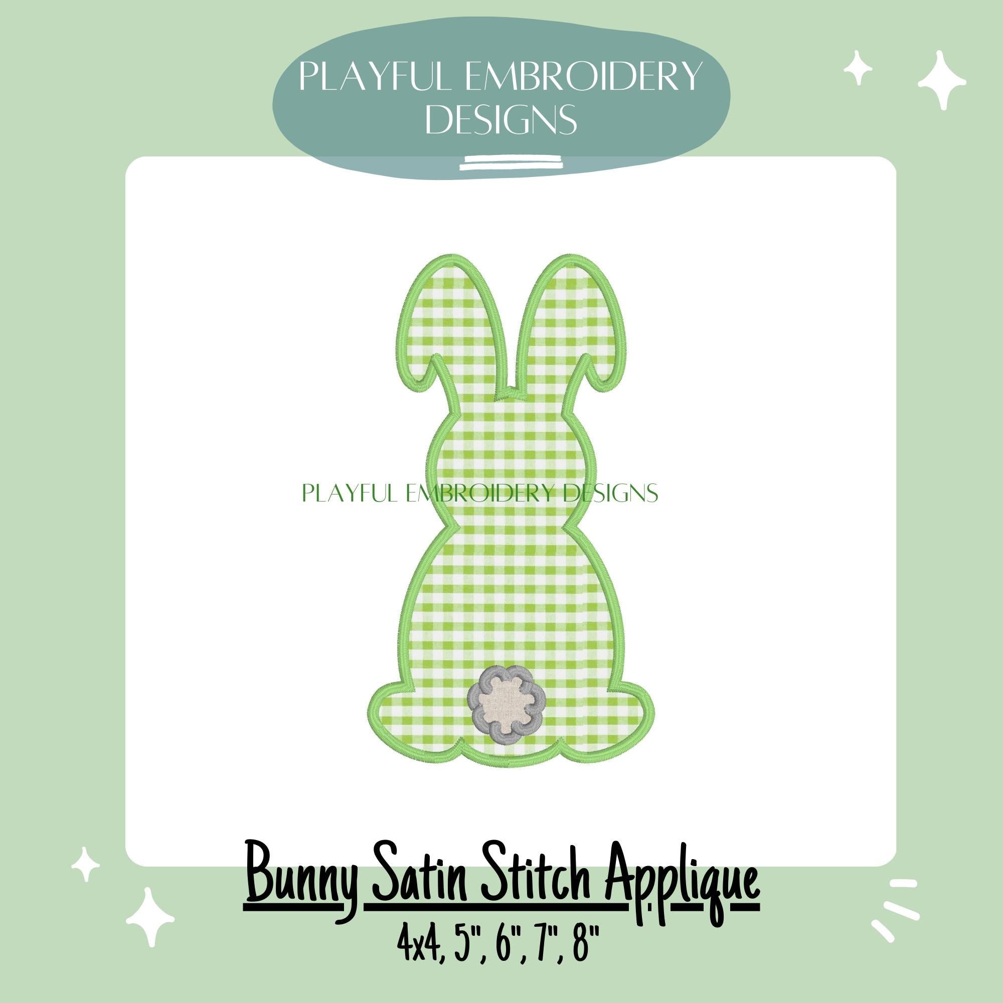 Easter Bunny Applique Design, Easter Machine Embroidery Applique Design, Satin Stitch Bunny Applique Design, Digital Download