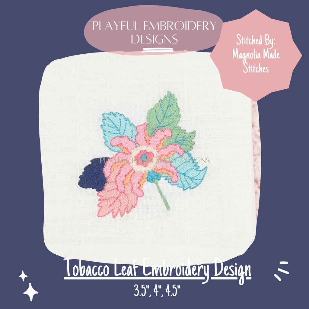 Tobacco Leaf Filled Machine Embroidery Design, Tobacco Leaf China Inspired Embroidery Design, Playful Embroidery Designs, Digital Download