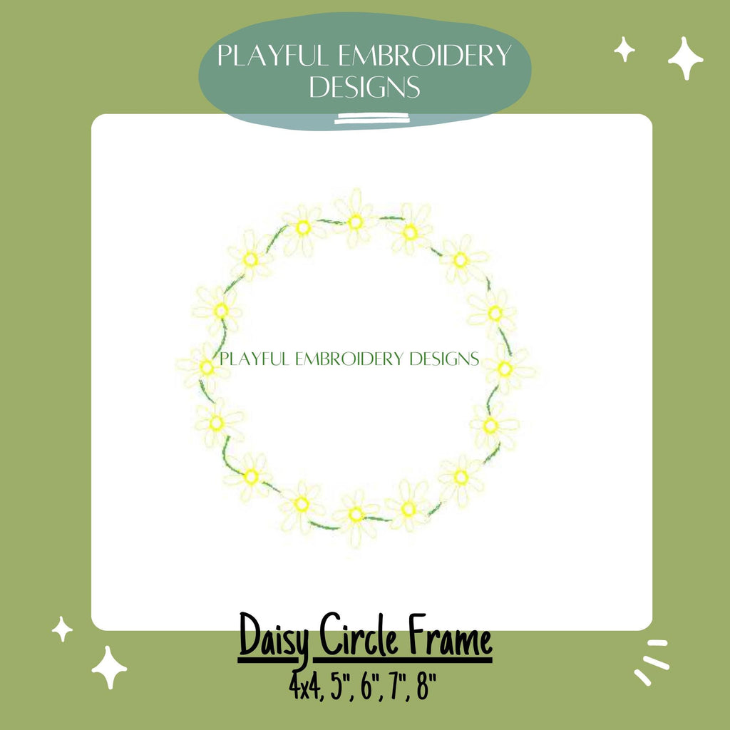 Daisy Circle Frame Design, Flower Circle Monogram Frame Design, Machine Embroidery Monogram Frame Design, Vintage Inspired Daisy Design