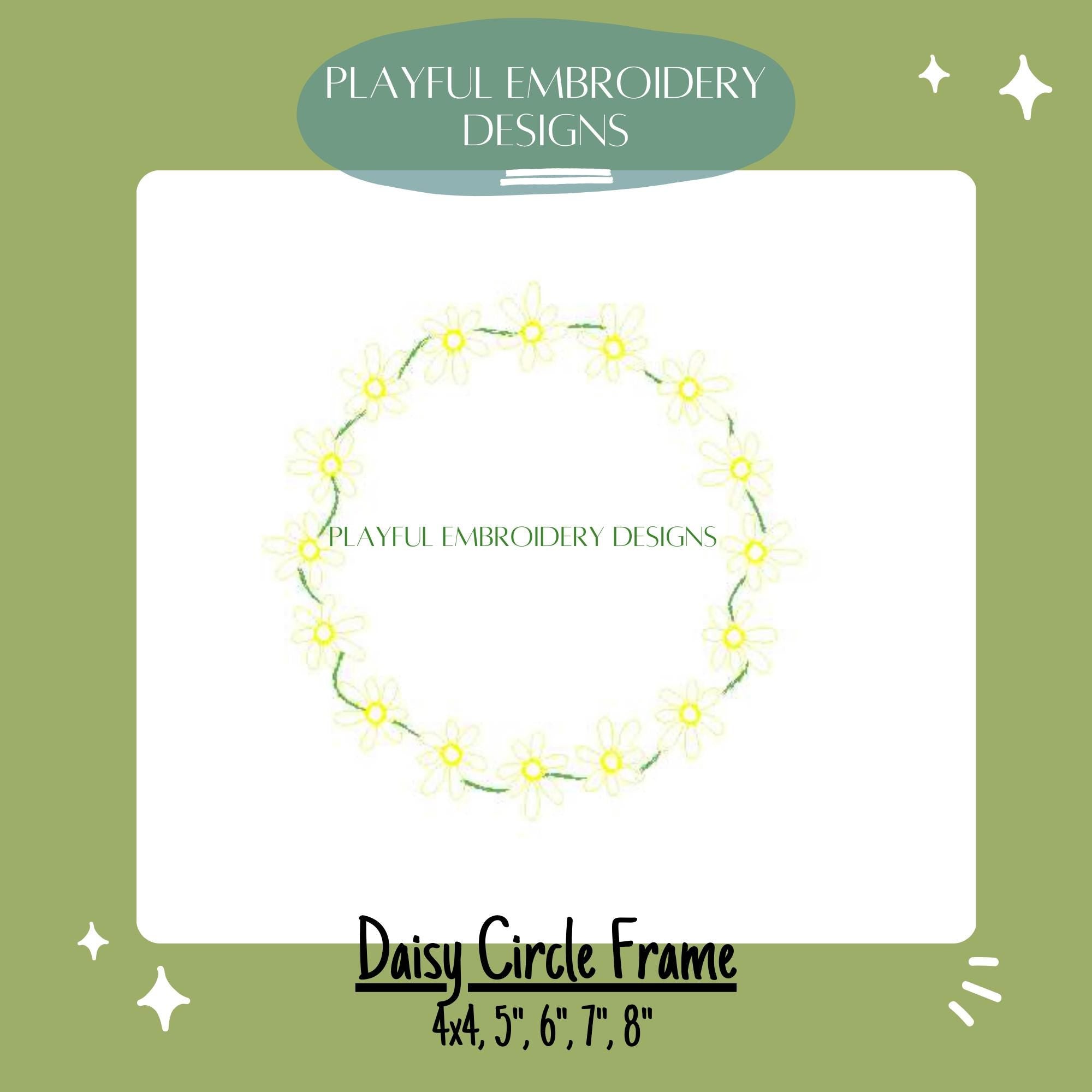 Daisy Circle Frame Design, Flower Circle Monogram Frame Design, Machine Embroidery Monogram Frame Design, Vintage Inspired Daisy Design