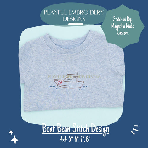 Boat Machine Embroidery Design, Fishing Boat Embroidery Design, Quick Stitching Boy Embroidery Design, Digital Download