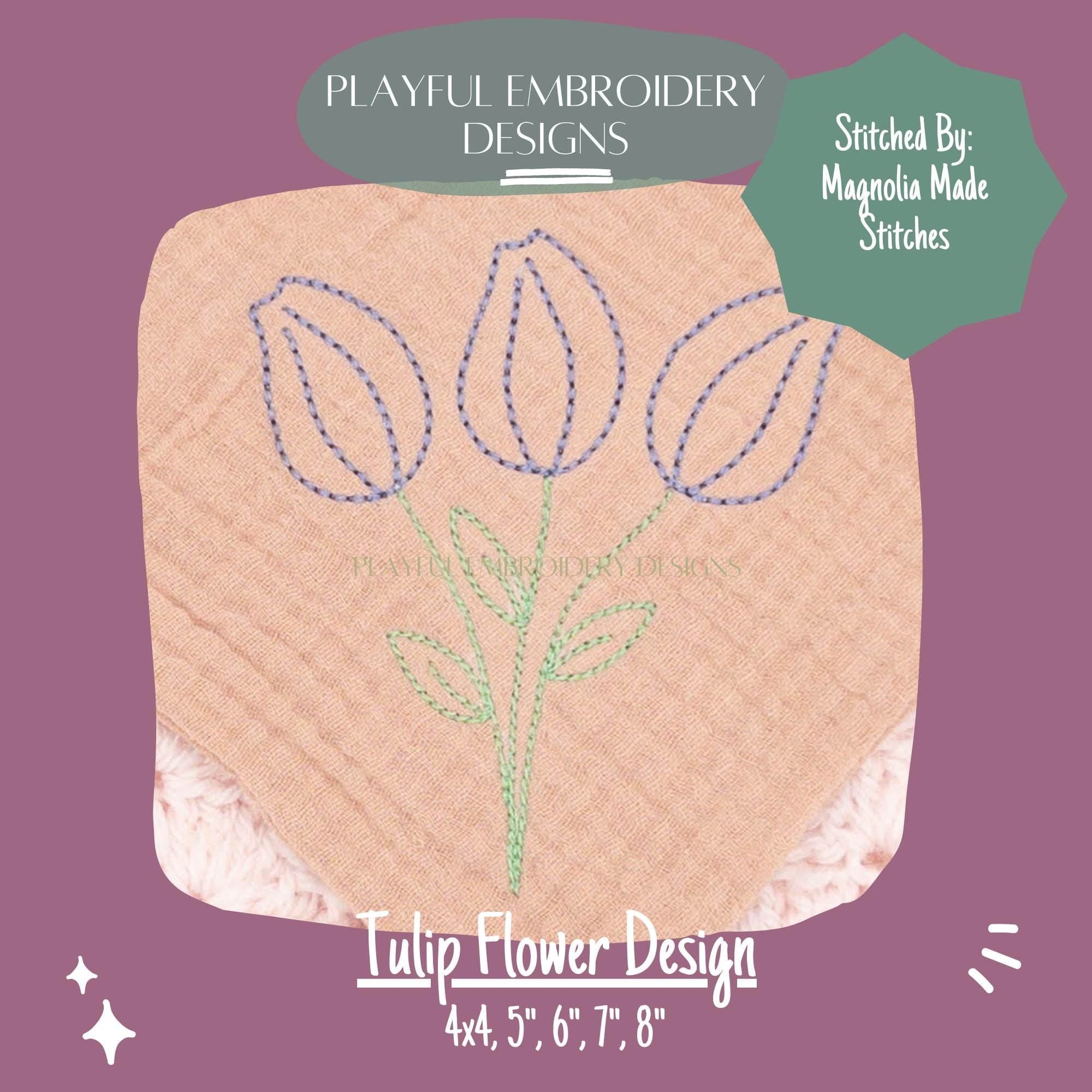 Tulip Bouquet Embroidery Design, Flower Machine Embroidery Design, Spring Flowers Embroidery Design, Digital Download