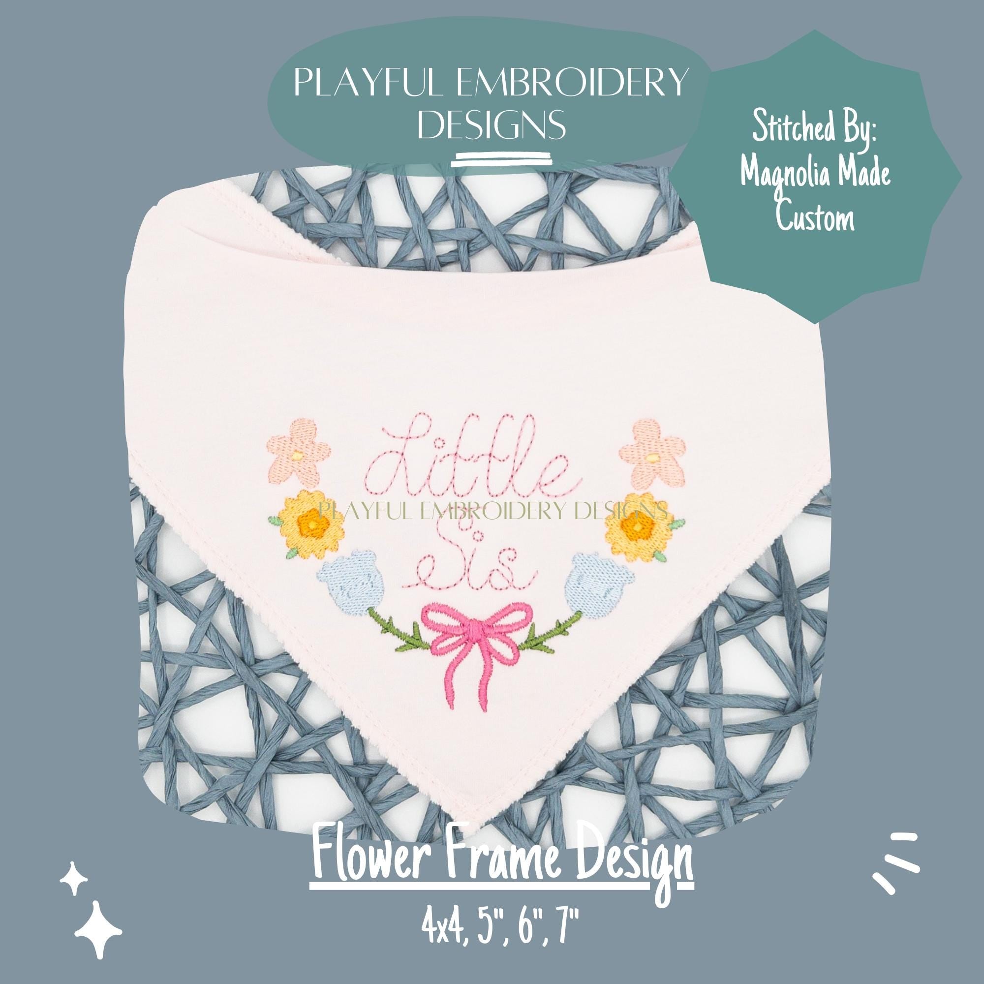 Flower Frame Embroidery Design, Filled Flower Monogram Frame Design, Funky Floral Monogram Frame Design, Digital Download