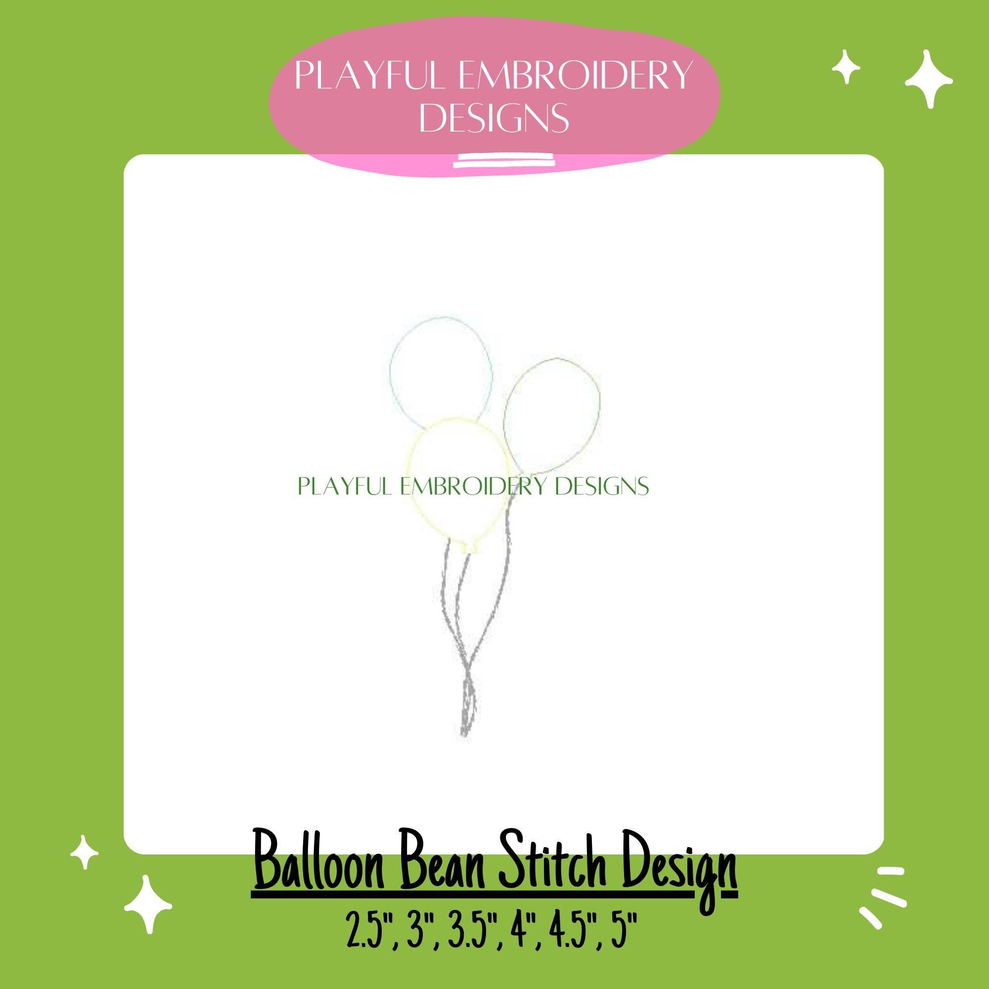 Birthday Balloon Machine Embroidery Design, Quick Stitch Celebration Design, Bean Stitch  Balloon Design, Digital Download
