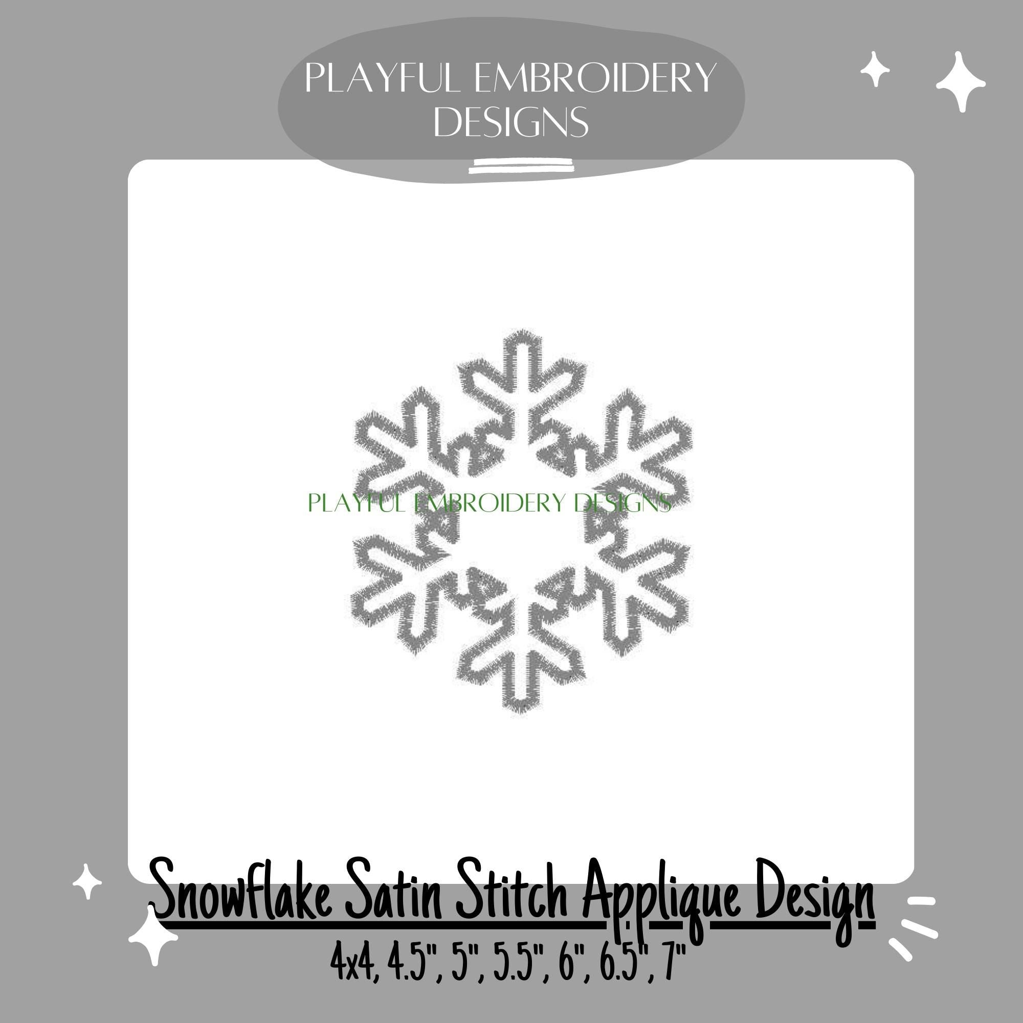 Snowflake Applique Machine Embroidery Design, Satin Stitch Snowflake Applique Machine Embroidery Design, Winter Embroidery, Digital Download