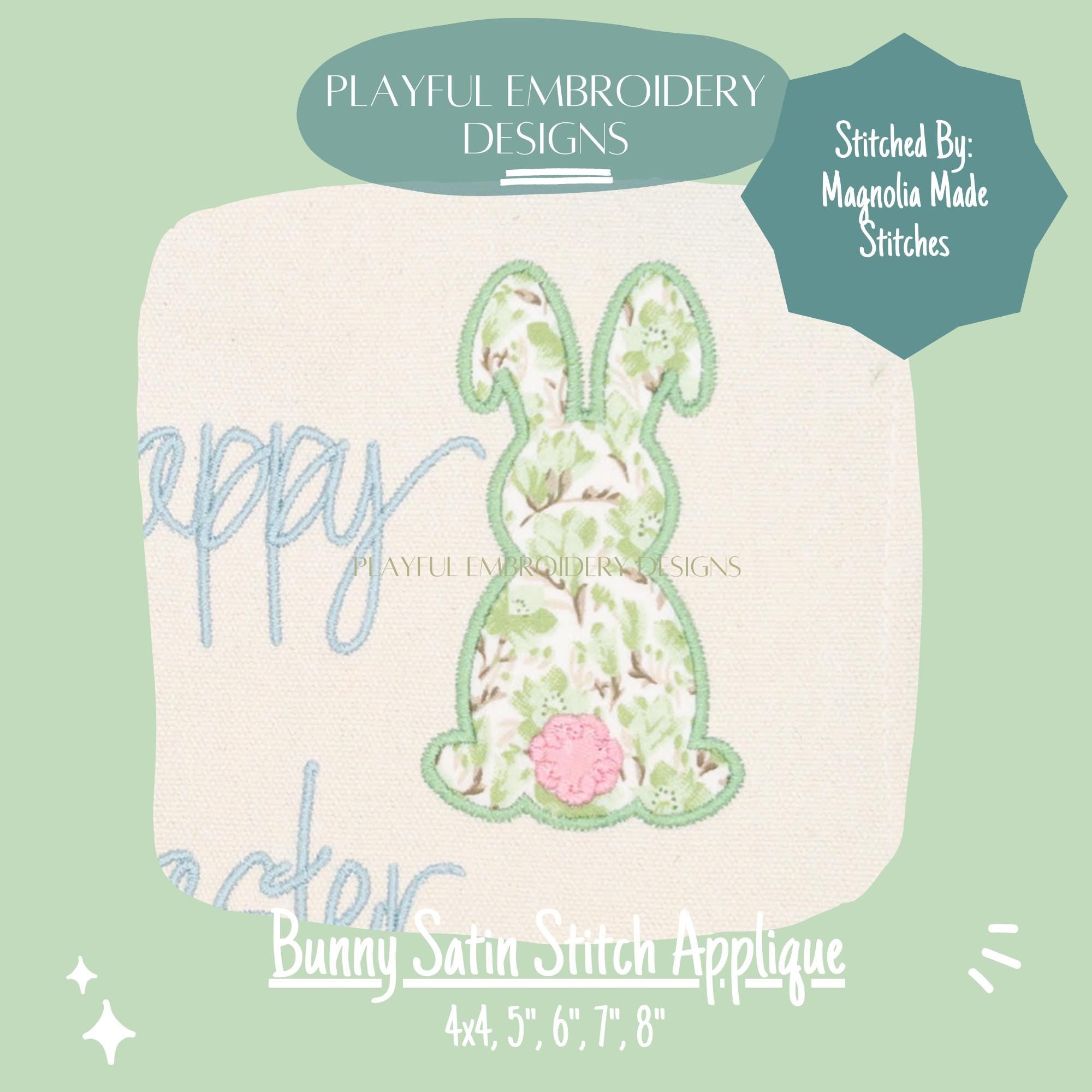 Easter Bunny Applique Design, Easter Machine Embroidery Applique Design, Satin Stitch Bunny Applique Design, Digital Download