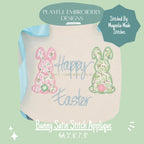 Easter Bunny Applique Design, Easter Machine Embroidery Applique Design, Satin Stitch Bunny Applique Design, Digital Download