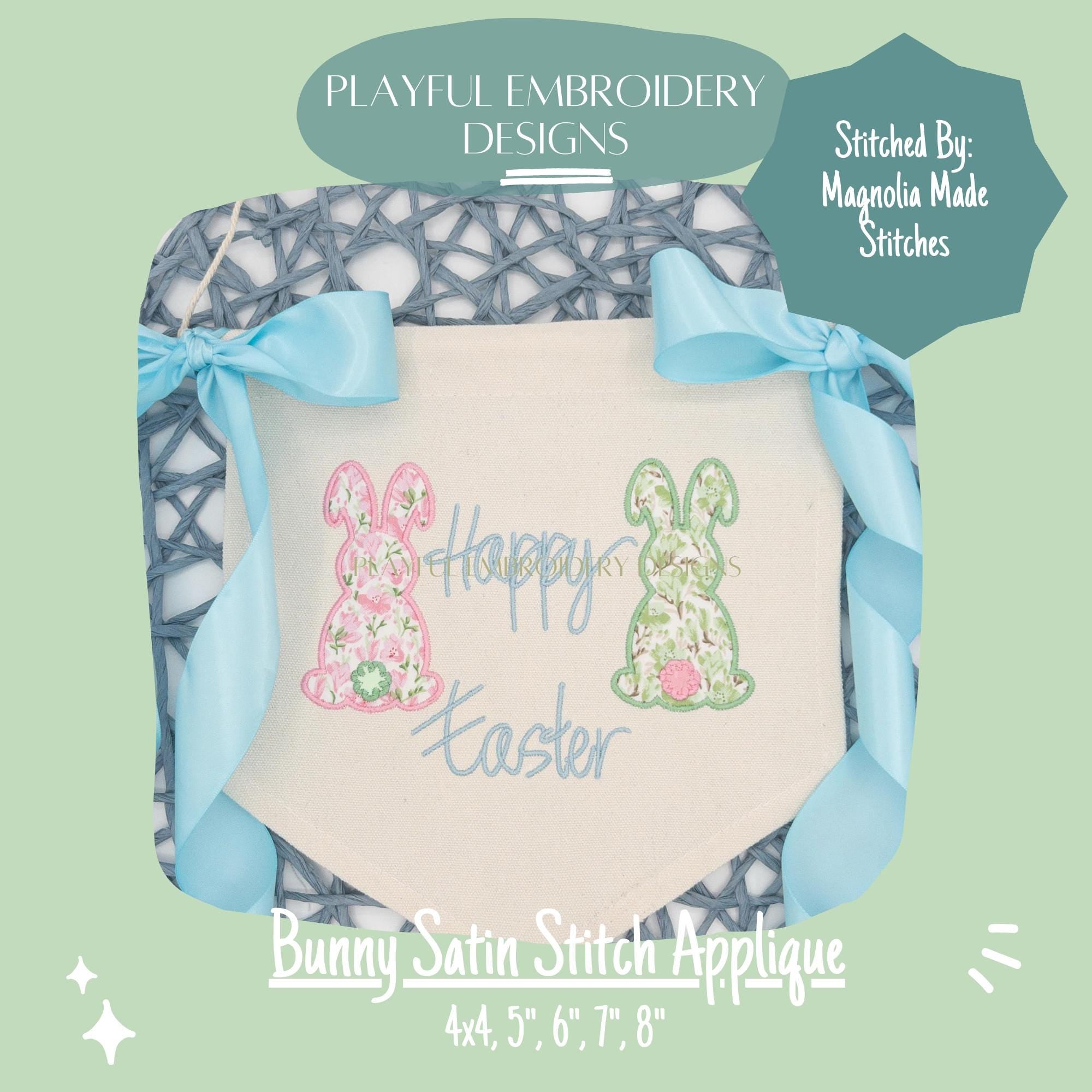 Easter Bunny Applique Design, Easter Machine Embroidery Applique Design, Satin Stitch Bunny Applique Design, Digital Download