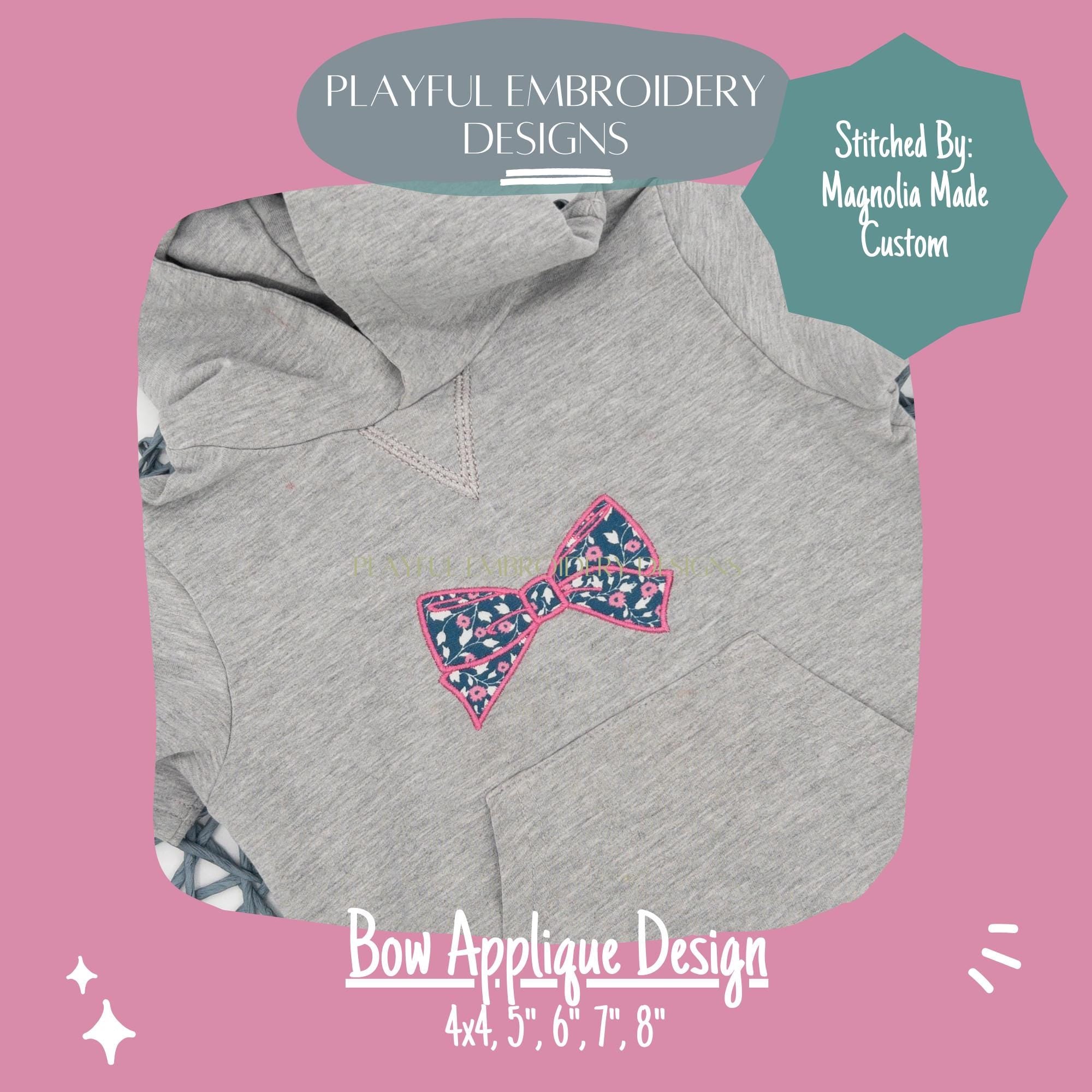 Bow Satin Stitch Applique Machine Embroidery Design, Satin Stitch Applique Girl's Bow Embroidery Design, Digital Download