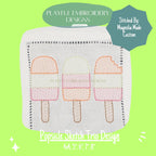 Popsicle Trio Sketch Embroidery Design, Ice Pop Trio Machine Embroidery Design, Summer Embroidery Design, Digital Download