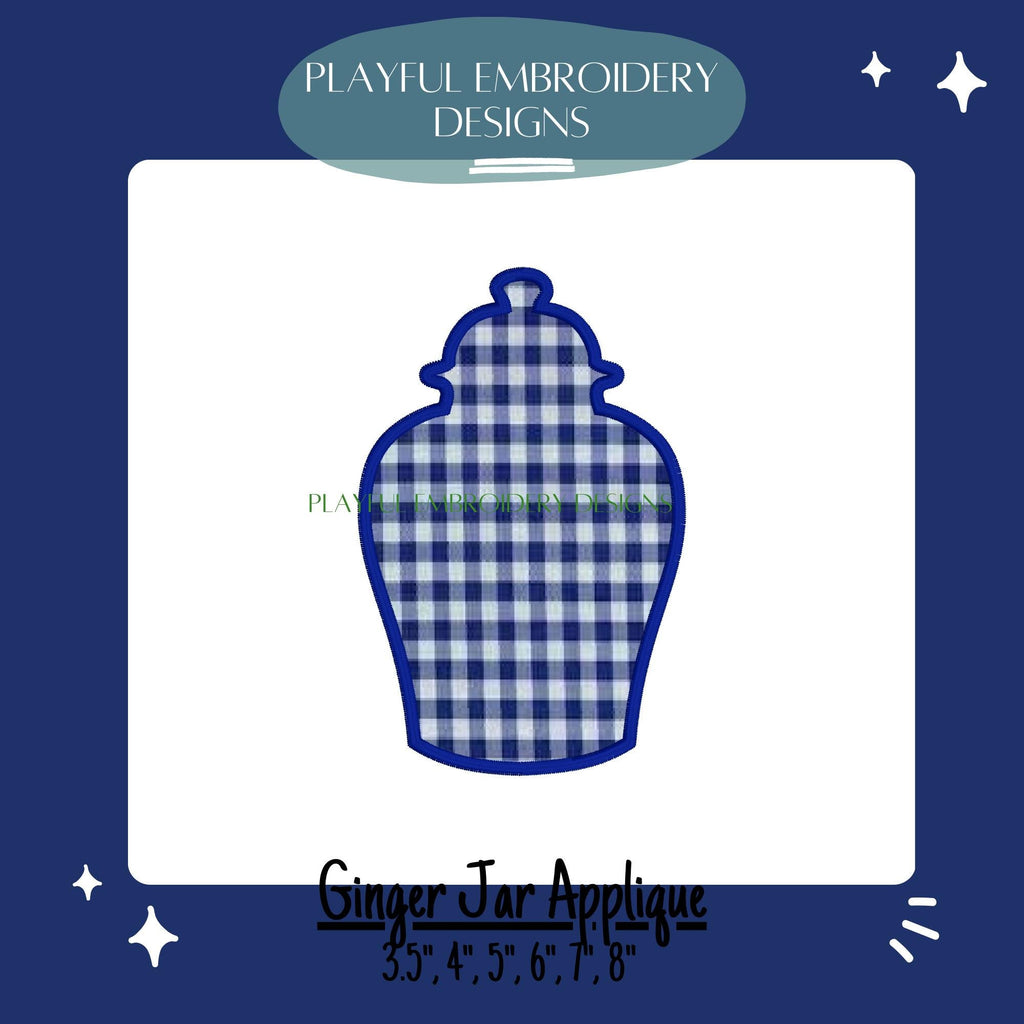 Ginger Jar Applique Design, Chinoiserie Chic Applique Machine Embroidery Design, Digital Download, Satin Stitch Applique