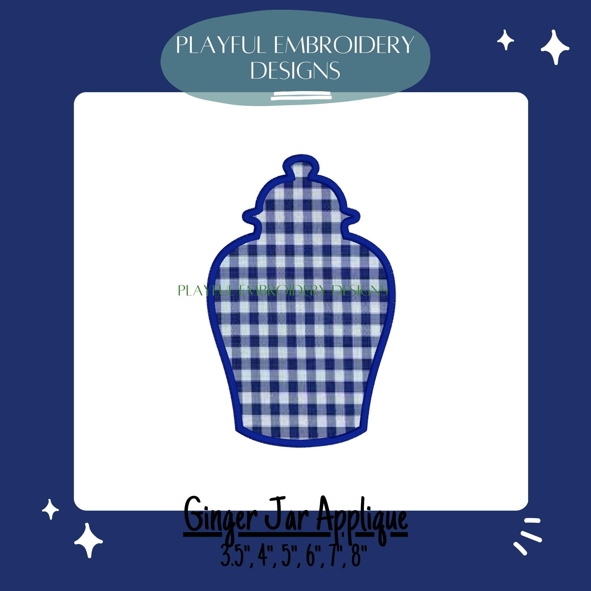 Ginger Jar Applique Design, Chinoiserie Chic Applique Machine Embroidery Design, Digital Download, Satin Stitch Applique