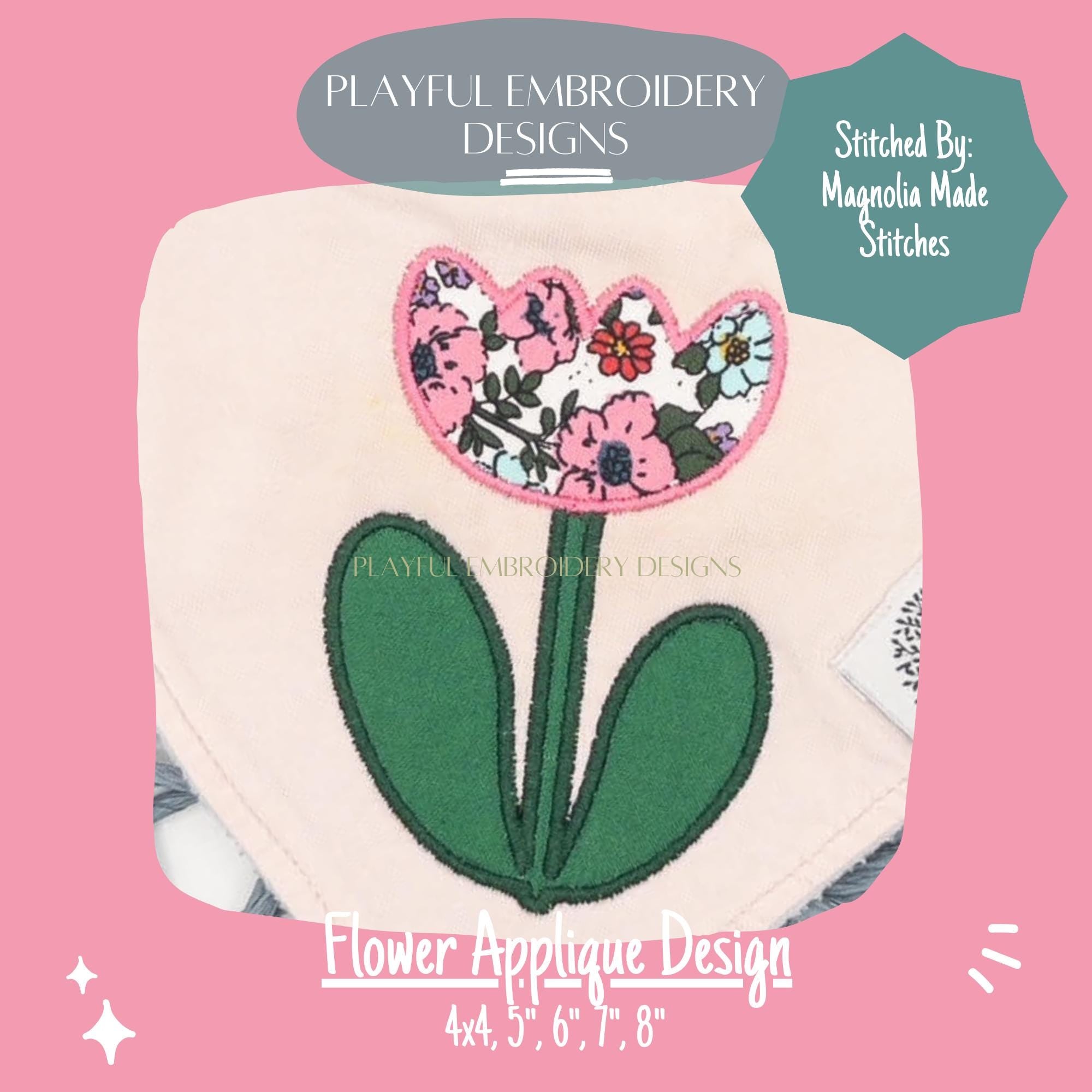 Flower Applique Design, Funky Flower Machine Applique Design, Digital Download, Satin Stitch Flower Applique Design