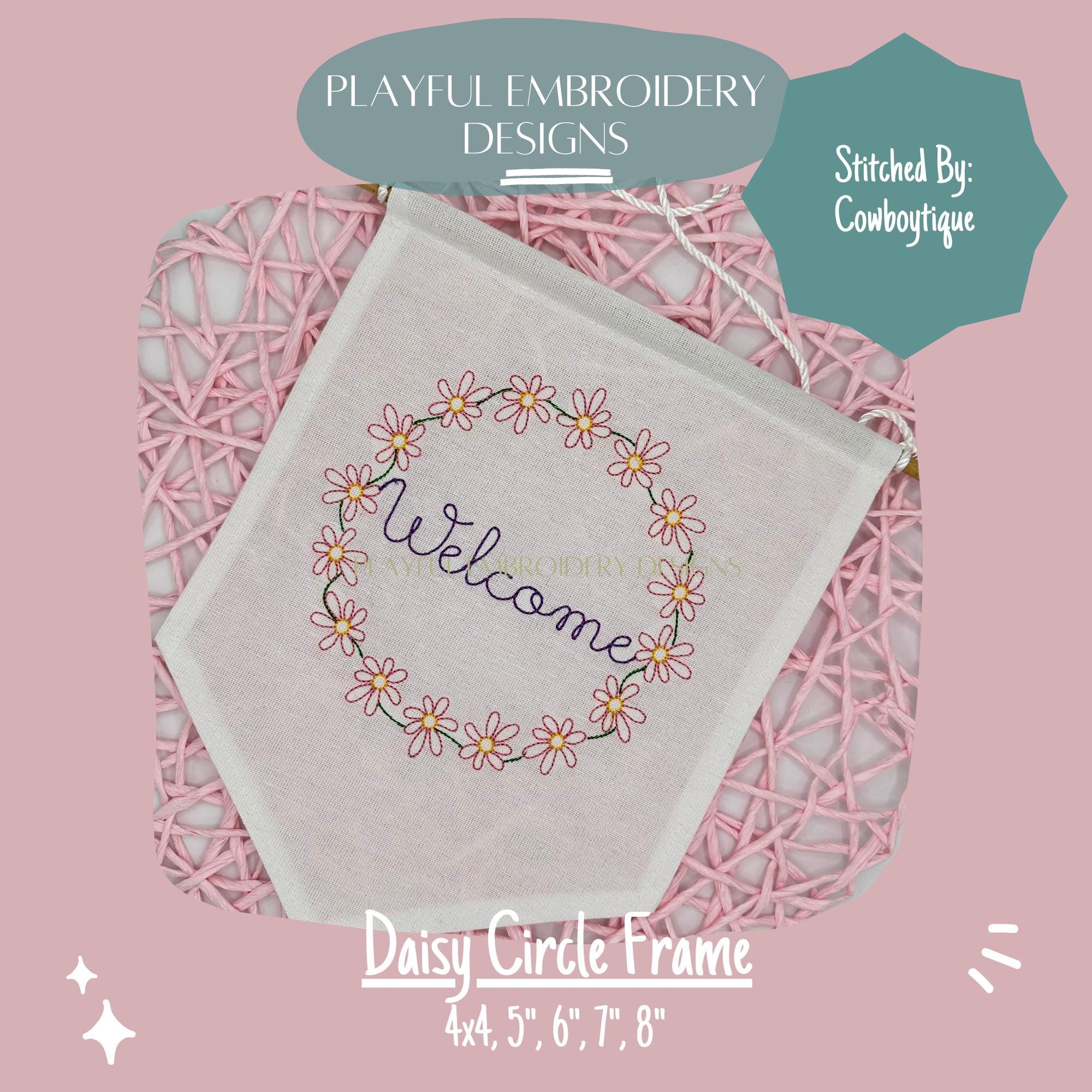 Daisy Circle Frame Design, Flower Circle Monogram Frame Design, Machine Embroidery Monogram Frame Design, Vintage Inspired Daisy Design