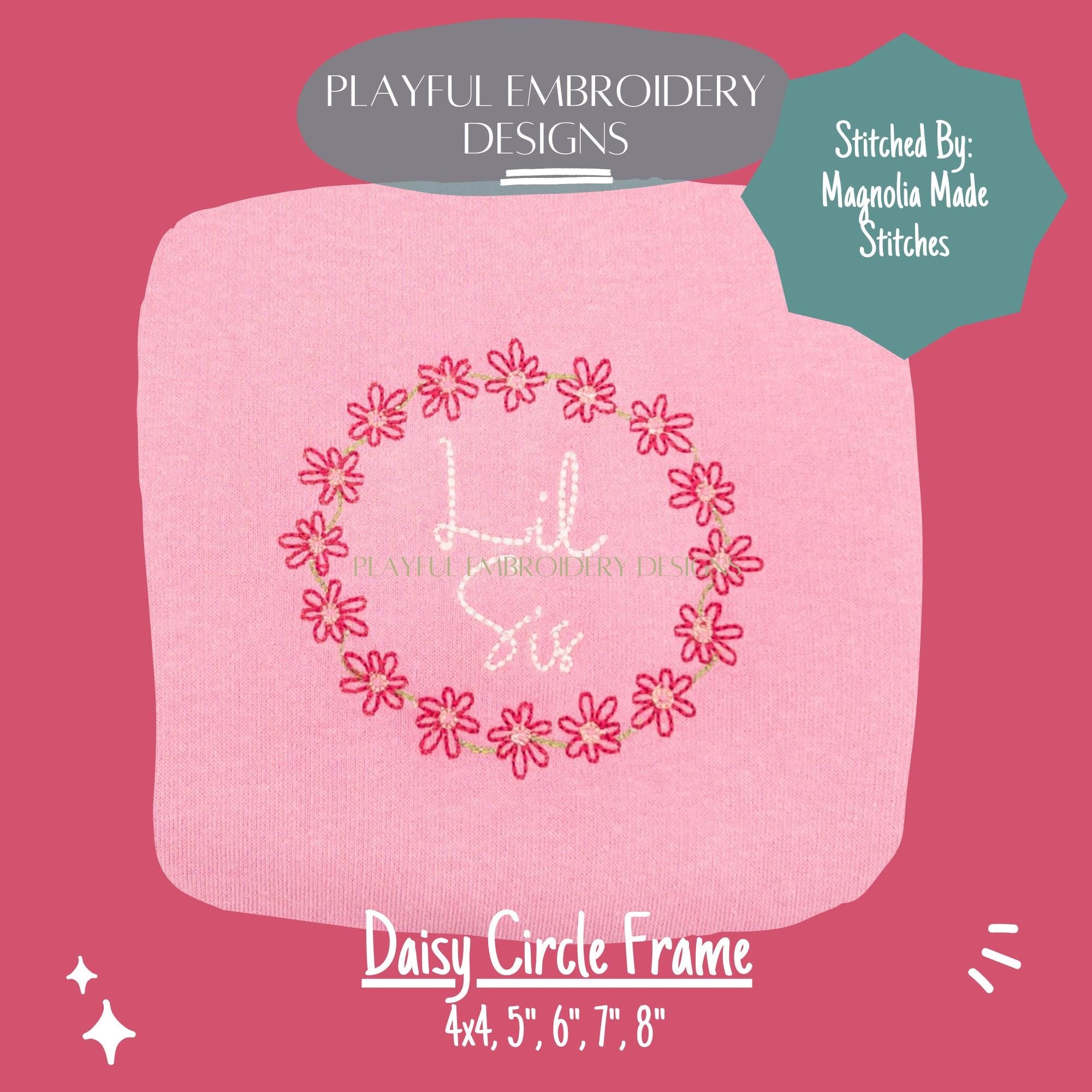 Daisy Circle Frame Design, Flower Circle Monogram Frame Design, Machine Embroidery Monogram Frame Design, Vintage Inspired Daisy Design