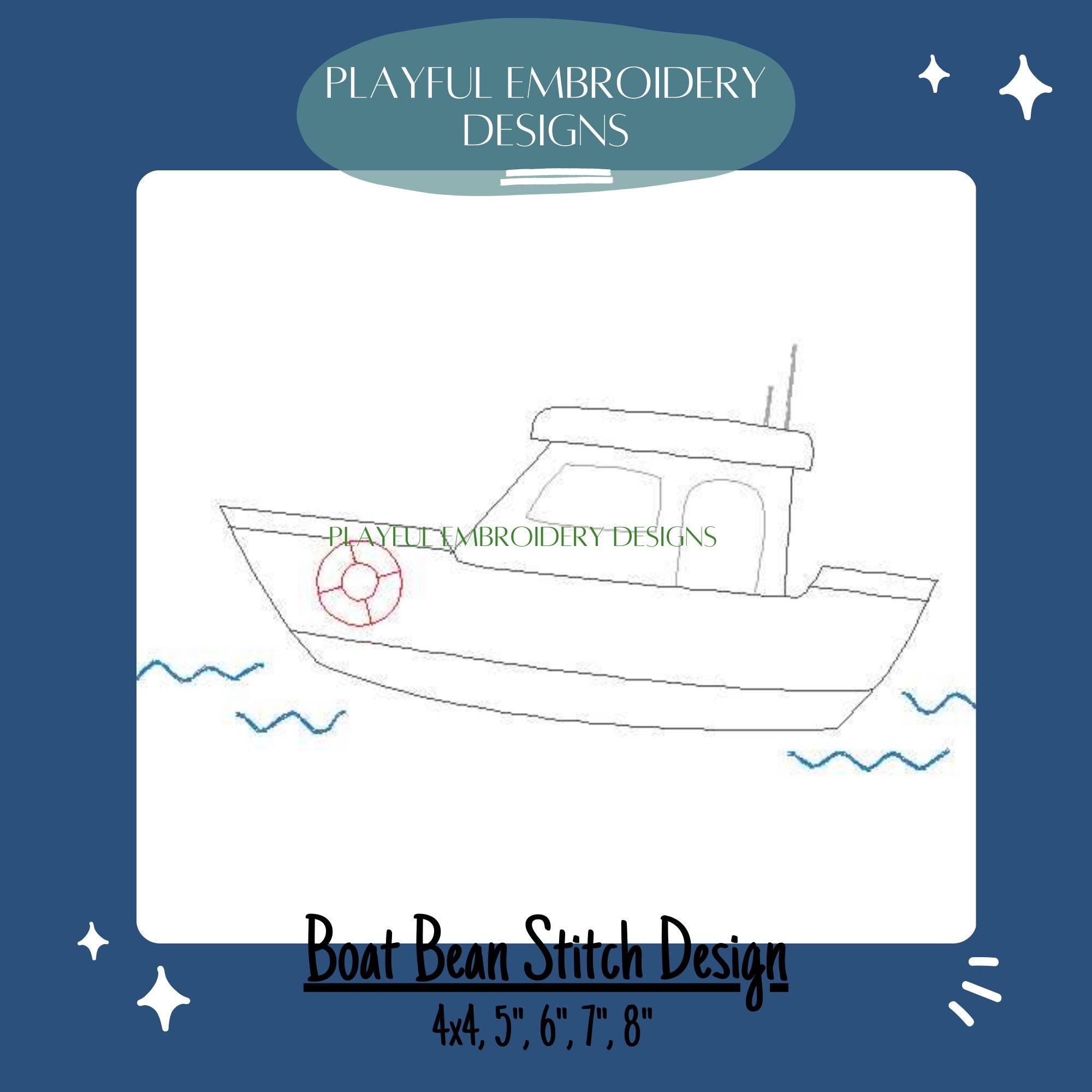 Boat Machine Embroidery Design, Fishing Boat Embroidery Design, Quick Stitching Boy Embroidery Design, Digital Download