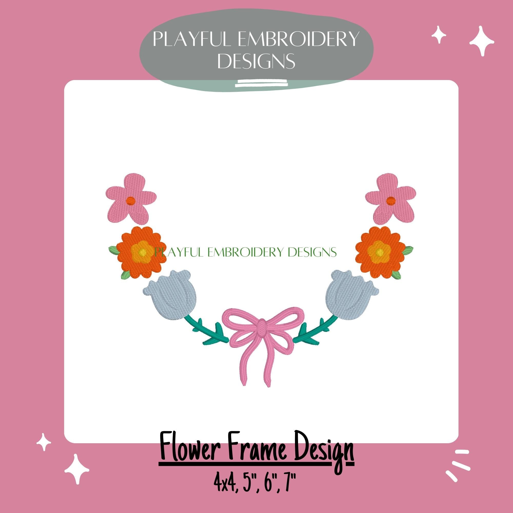 Flower Frame Embroidery Design, Filled Flower Monogram Frame Design, Funky Floral Monogram Frame Design, Digital Download