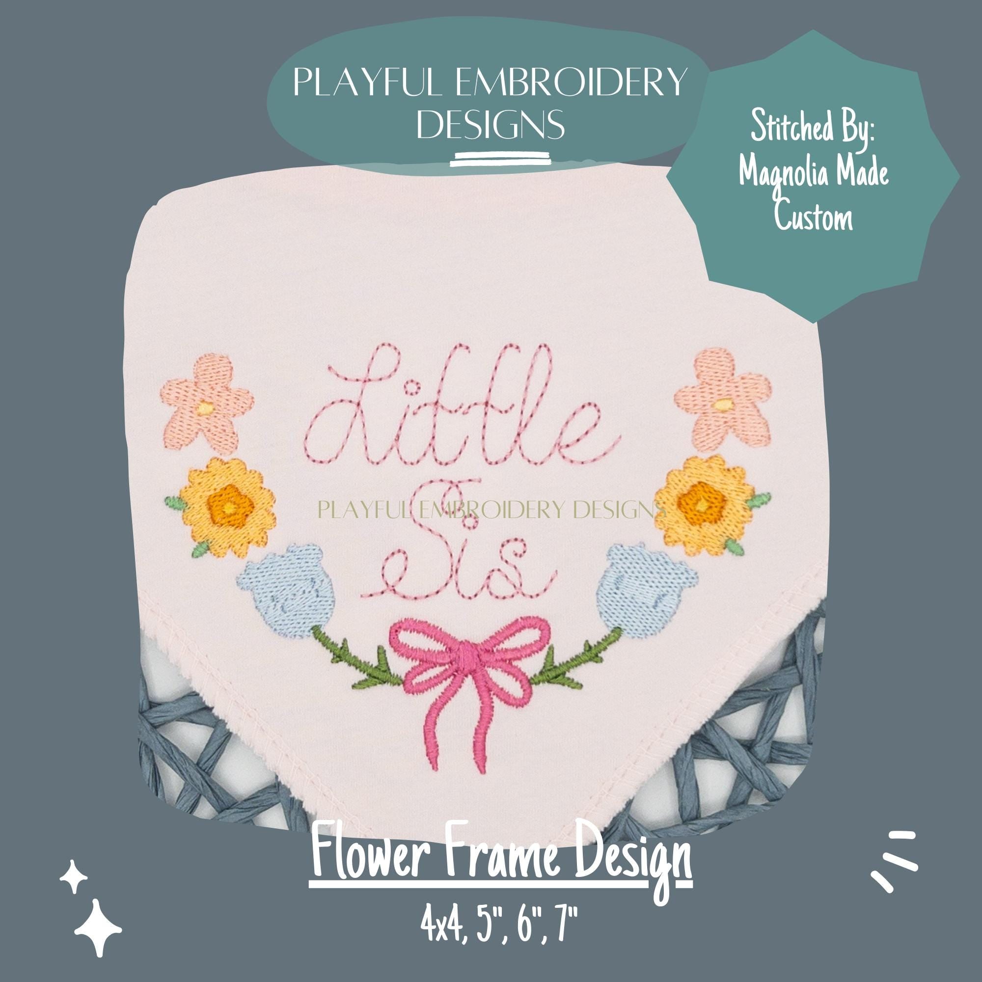 Flower Frame Embroidery Design, Filled Flower Monogram Frame Design, Funky Floral Monogram Frame Design, Digital Download