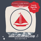 Sailboat Circle Embroidery Design, Nautical Circle Machine Embroidery Design, 6 sizes, digital download