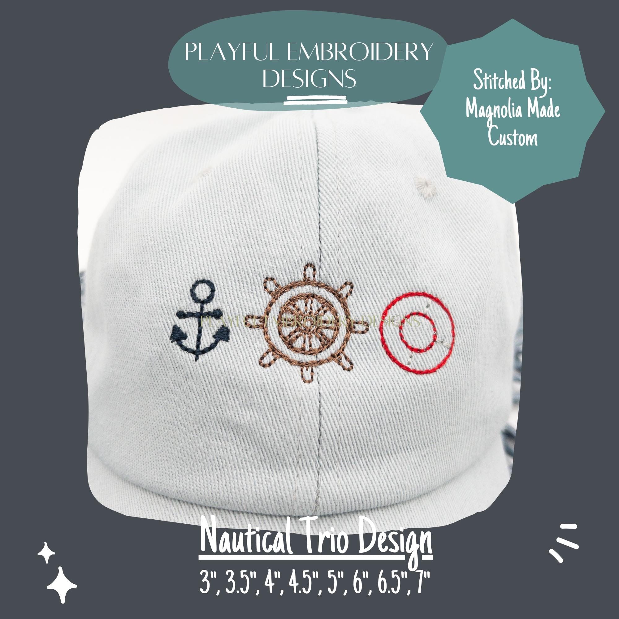 Nautical Trio Embroidery Design, Boating Machine Embroidery Design, Cruise Embroidery Design, Digital Download