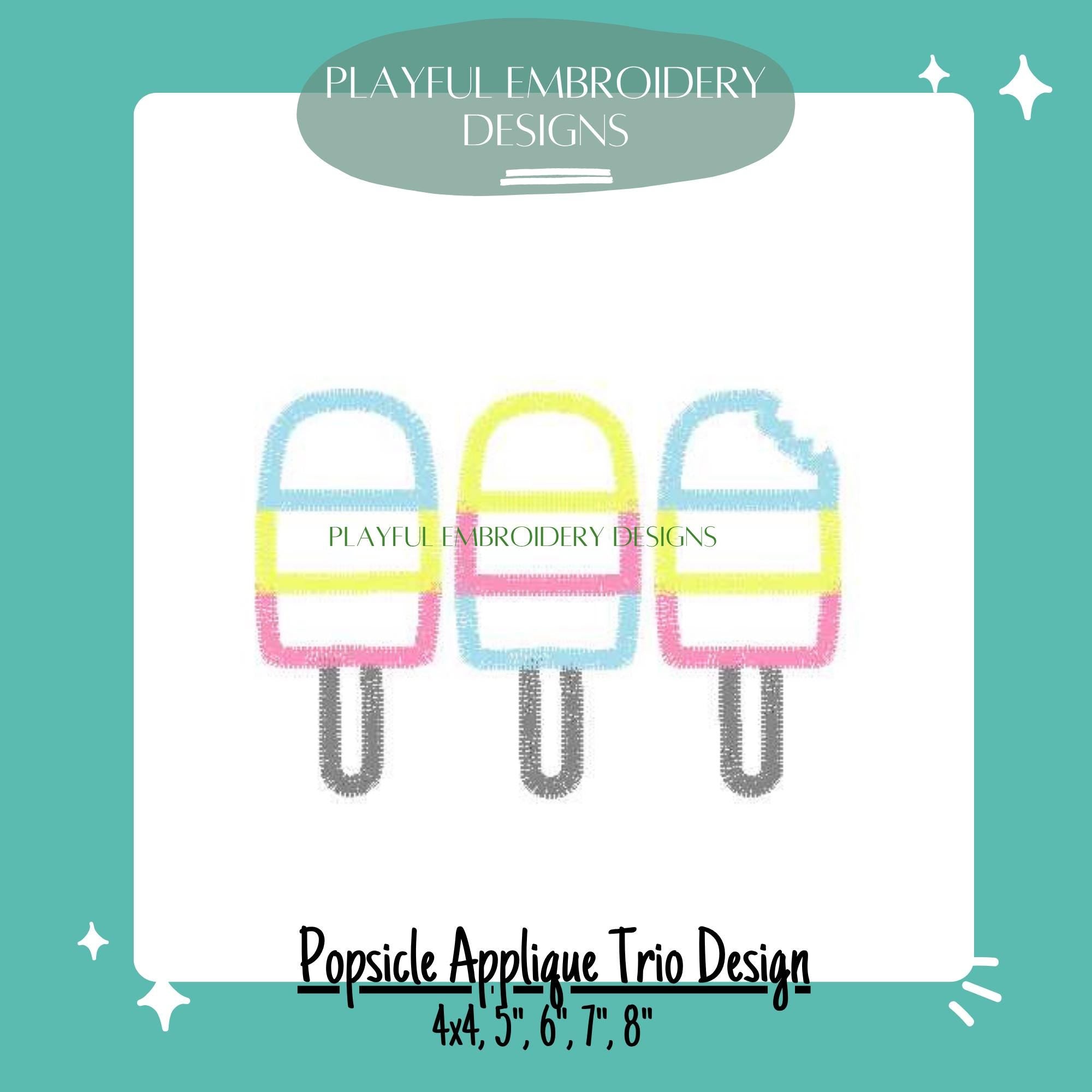 Popsicle Trio Embroidery Design, Popsicle Applique Trio Machine Embroidery Design, Summer Embroidery Design, Digital Download