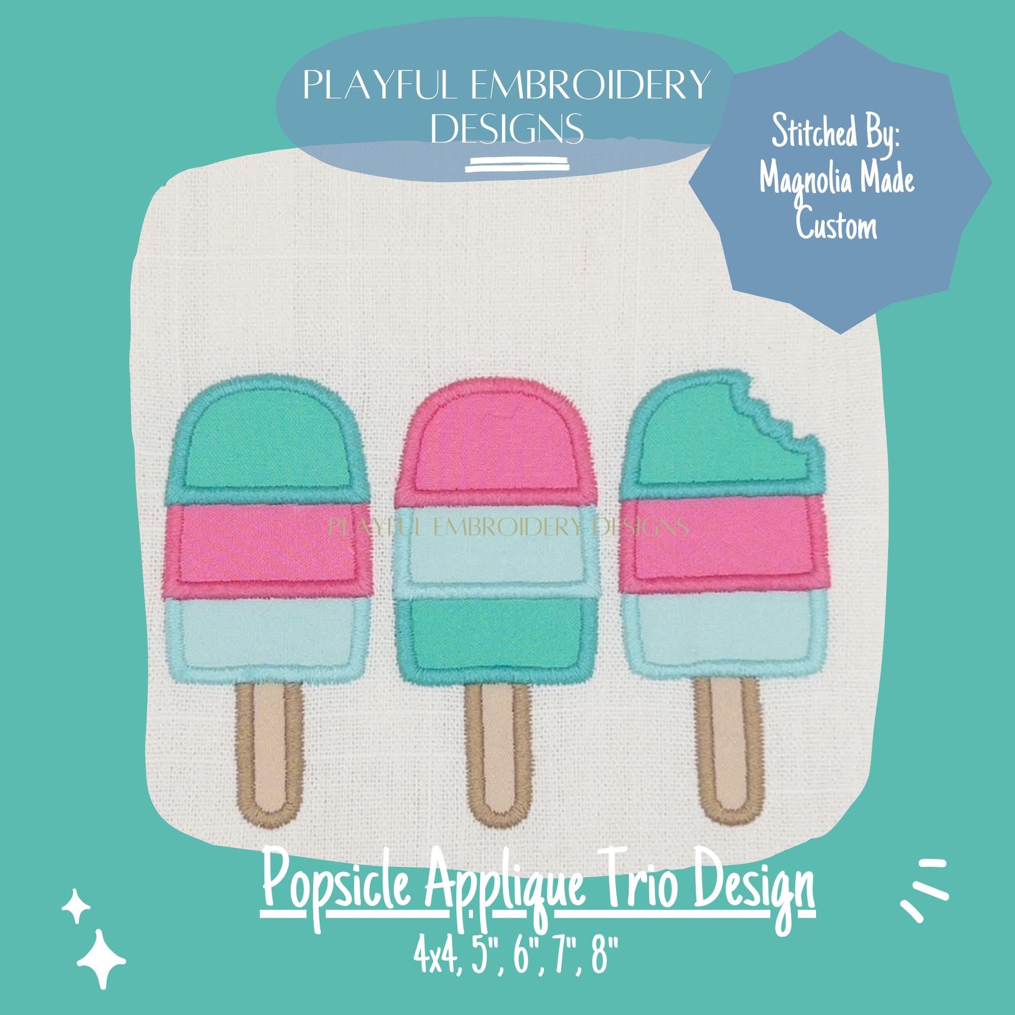 Popsicle Trio Embroidery Design, Popsicle Applique Trio Machine Embroidery Design, Summer Embroidery Design, Digital Download