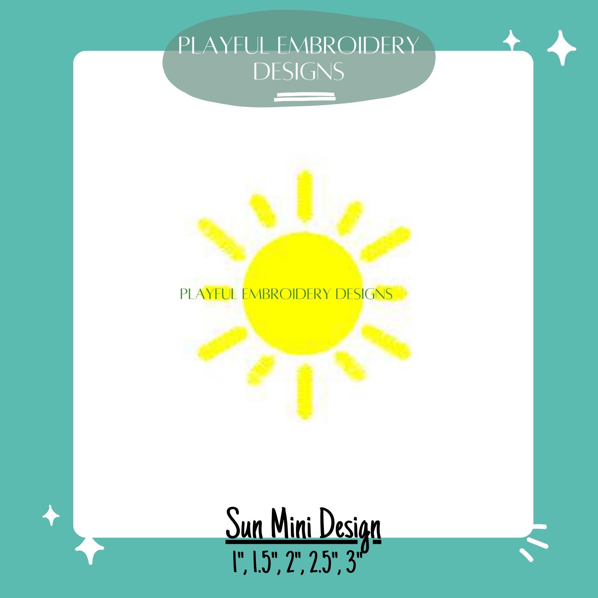Sun Machine Embroidery Design, Mini Sun Embroidery Design, Sunshine Small Embroidery Design, Digital Download