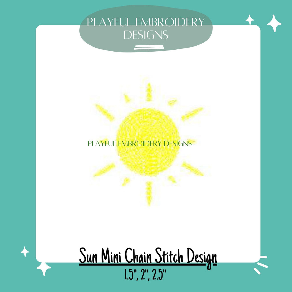 Chain Stitch Sun Machine Embroidery Design, Mini Sun Embroidery Design, Sunshine Small Embroidery Design, Digital Download